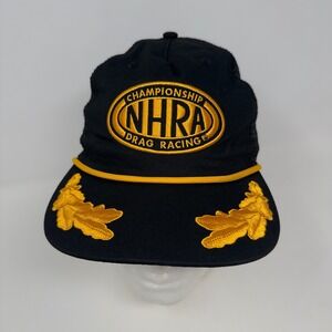 NHRA Championship Drag Racing Rope Trucker Hat Cap Black Gold‎ Mesh Snapback